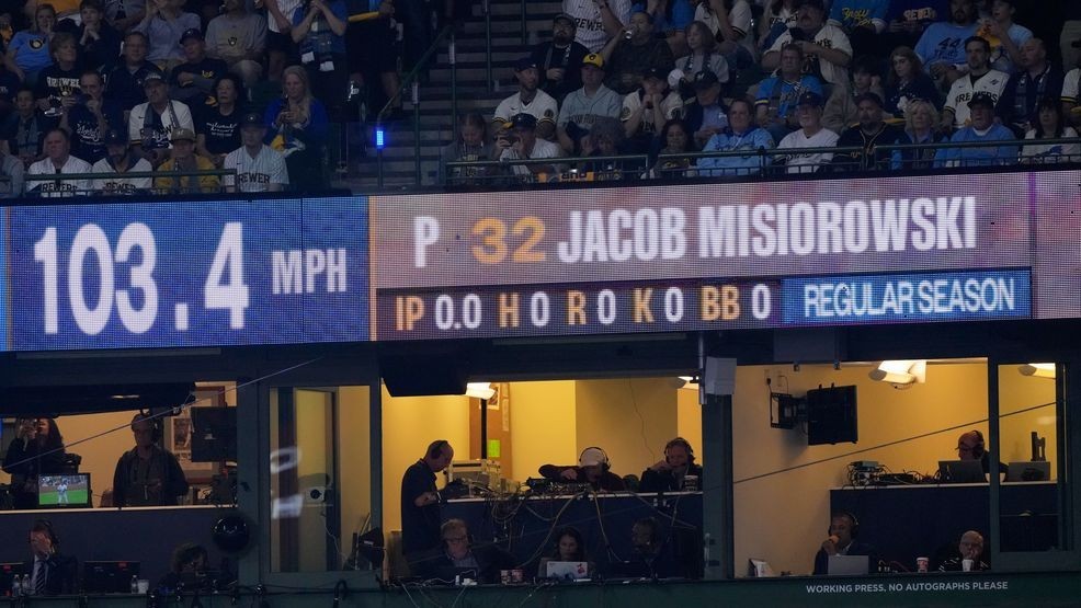 Brewers' Jacob Misiorowski sets World Series velocity record on his first pitch — Fox 11 Green Bay Sports, Golden Valley Sports news