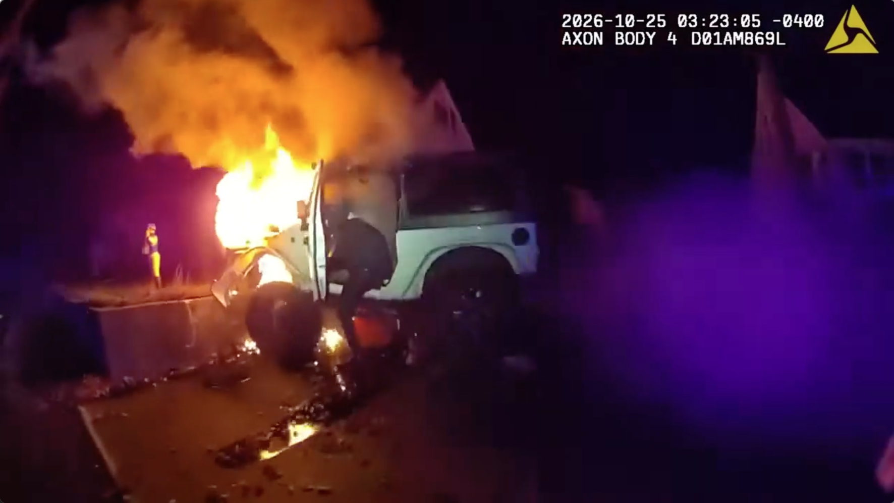 Bodycam video shows police rescuing man from burning Jeep after crash; driver facing multiple charges — FOX 9, Golden Valley Community news